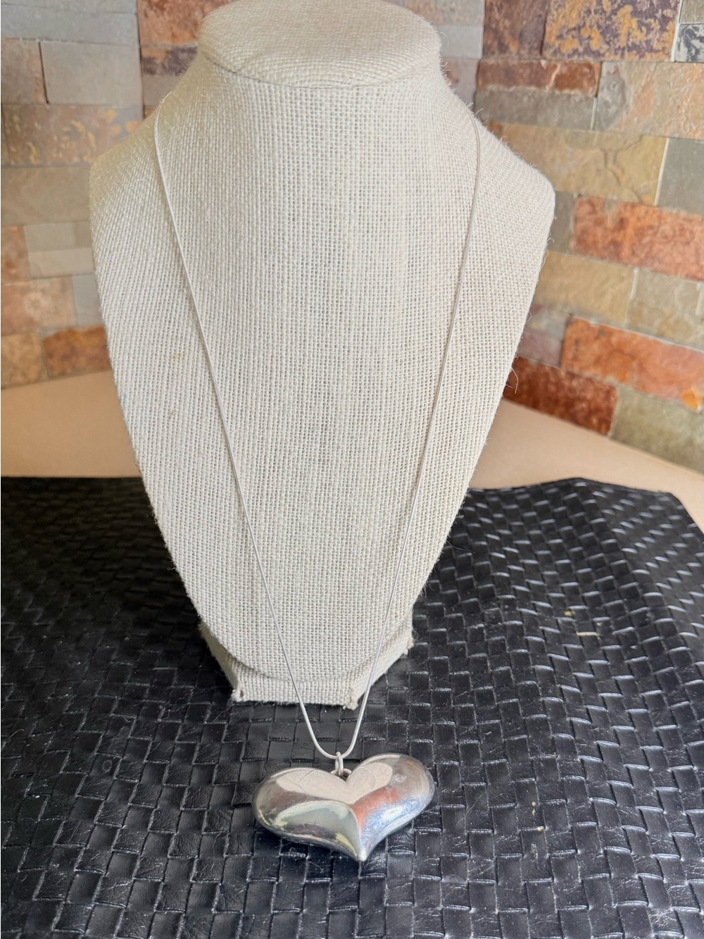 Homemade .925 Sterling Silver necklace with a silver-tone Heart Pendant